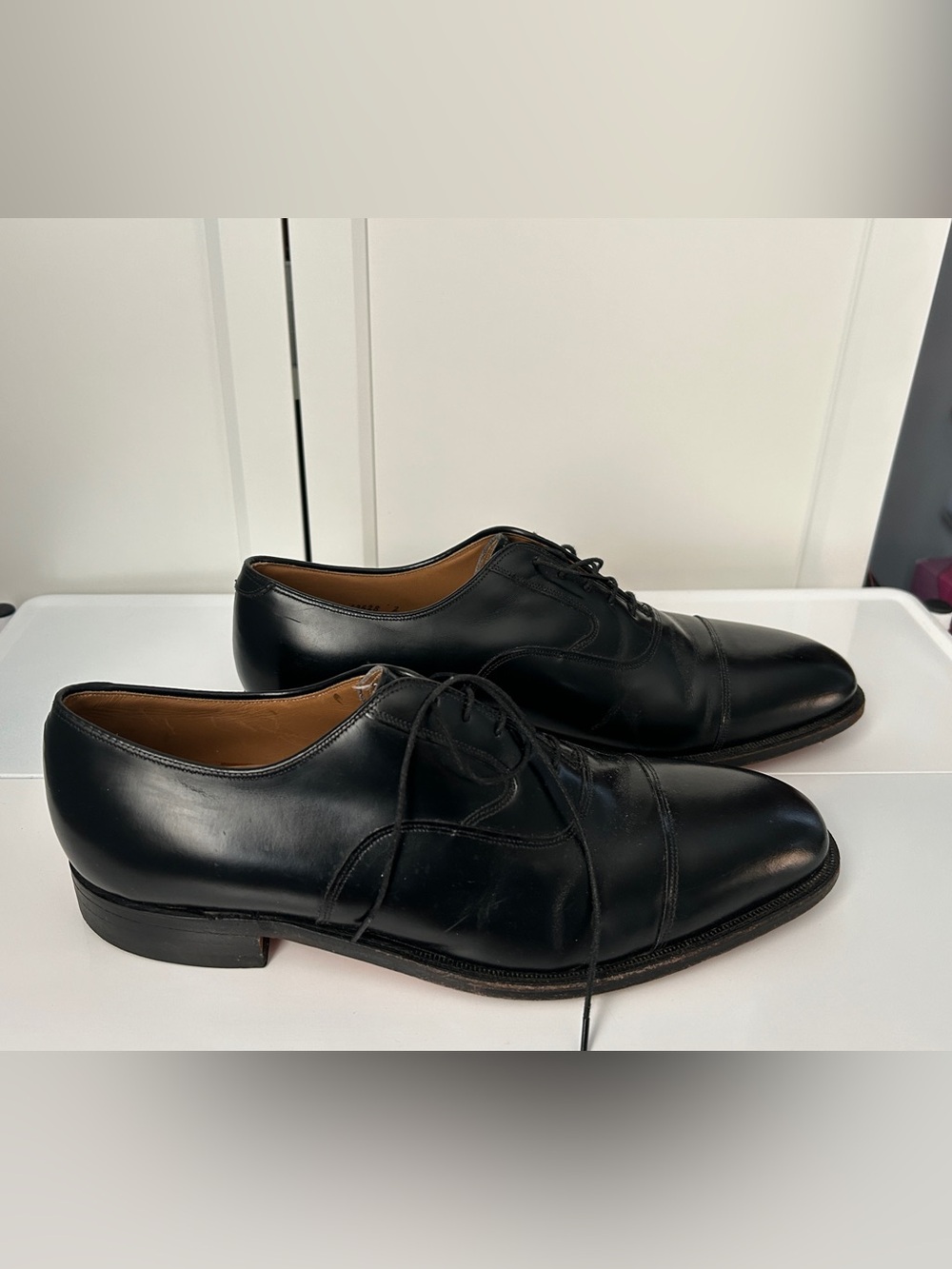 Johnston & Murphy Limited Cap Toe Oxfords Mens 12 D/B Black Leather USA Made